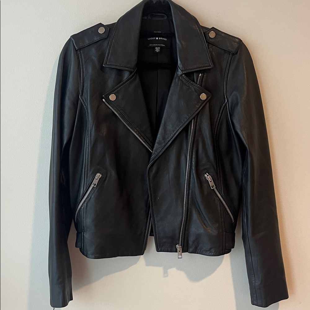 Lucky Brand Classic Lamb Leather Moto Jacket EUC - Picture 10 of 10